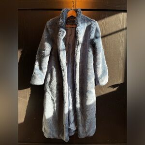 Blue faux fur jacket - size small